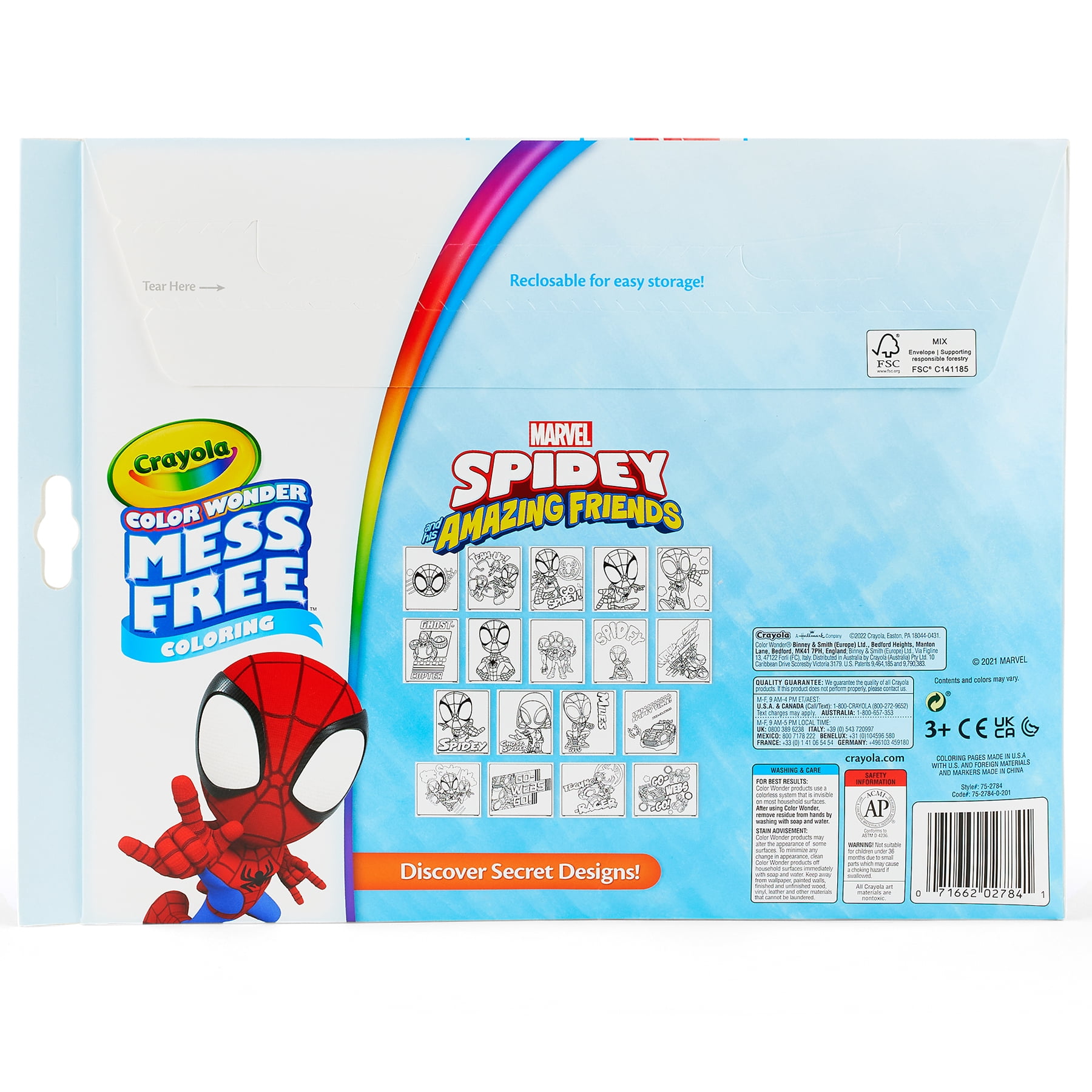 Crayola Color Wonder Coloring Pad & Markers, Spidey and His Amazing Friends, 2 Sets