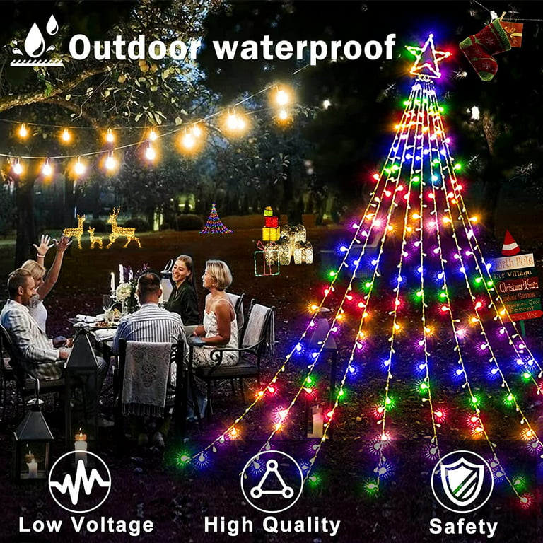 8 Modes Waterproof Christmas Tree Lights for Xmas Tree Wedding