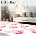 thumbnail image 2 of ODIKA 6'x9' Machine Washable Non-Slip Area Rug, Charming Wraith Toilet Lid Cover Bath Trio High Traffic Rug with Pad, Pink, 725653, 2 of 8