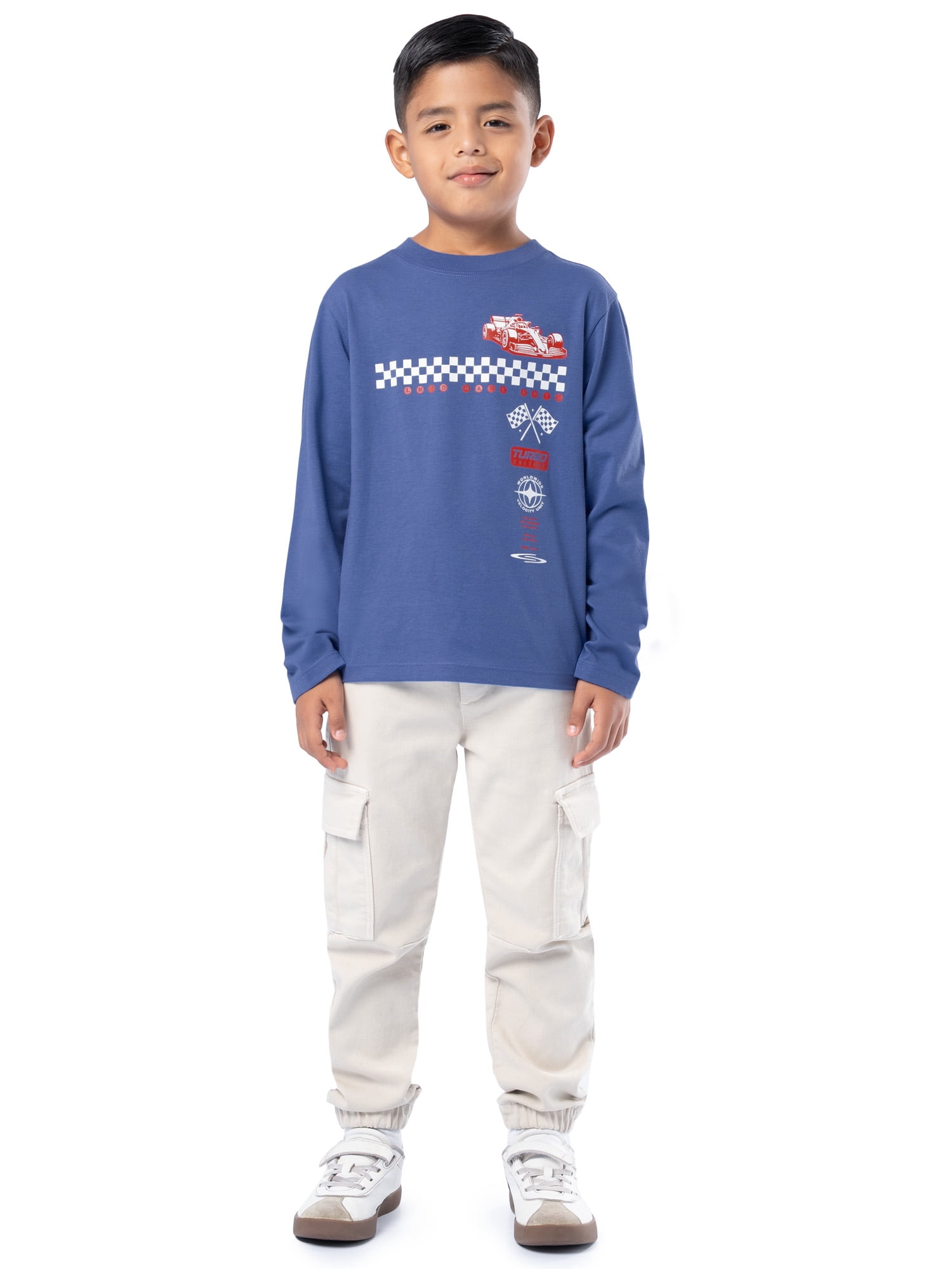 Wonder Nation Boy's Long Sleeve Elevated Graphic T-Shirt, Sizes 4-18 & Husky