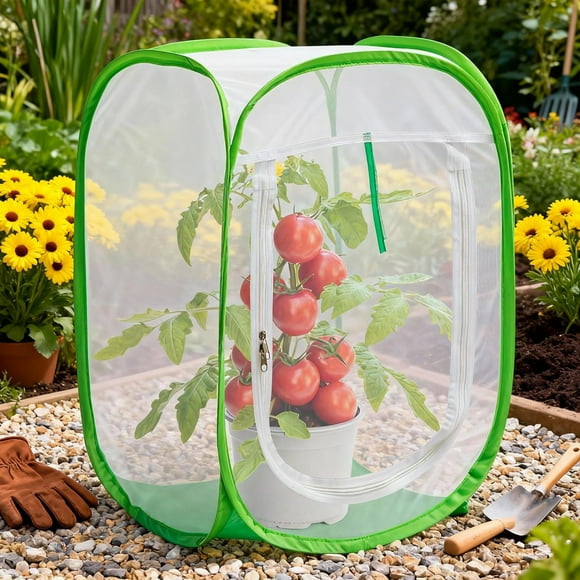 Cubierta de malla para plantas de jardín, cercado para plantas, red elevada para parterres, jaula protectora para plantas, protector para plántulas de 40 cm x 40 cm x 60 cm