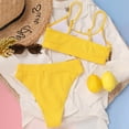 thumbnail image 5 of Hotian Women High Waisted Ribbed Cami Bikini Set Yellow XL-US16, 5 of 6