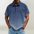 thumbnail image 2 of FAWUUDO Shirts for Men Short Sleeve Button Down Collar Gradient Shirts Moisture-Wicking Sports Men's Lapel Shirt D-Blue, 2 of 5