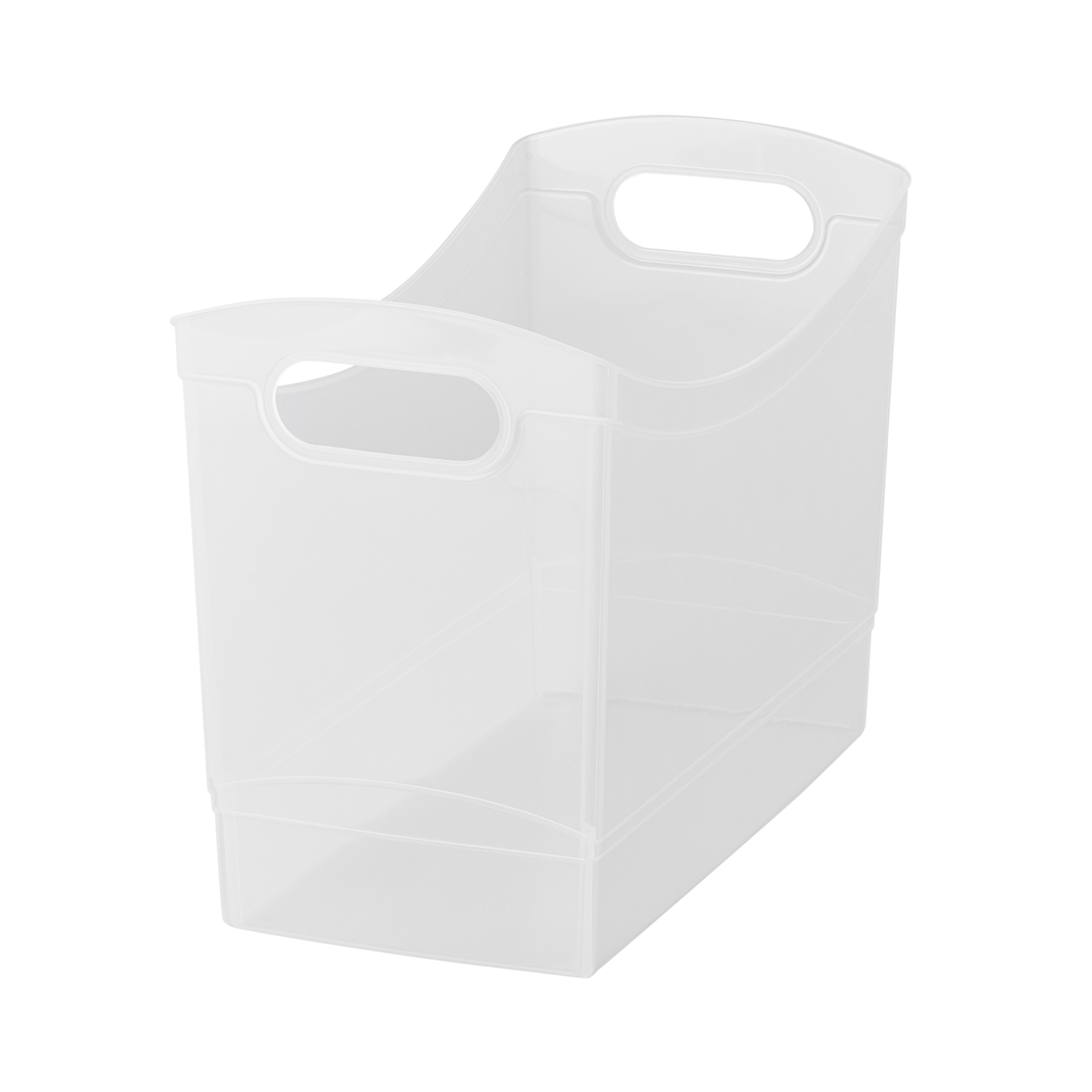 Mainstays 12 Qt Clear Plastic Storage Bin Organizer with Carrying Handles, Narrow Rectangular Utility Container for Pantry, Closet, Cabinet and Shelf Storage