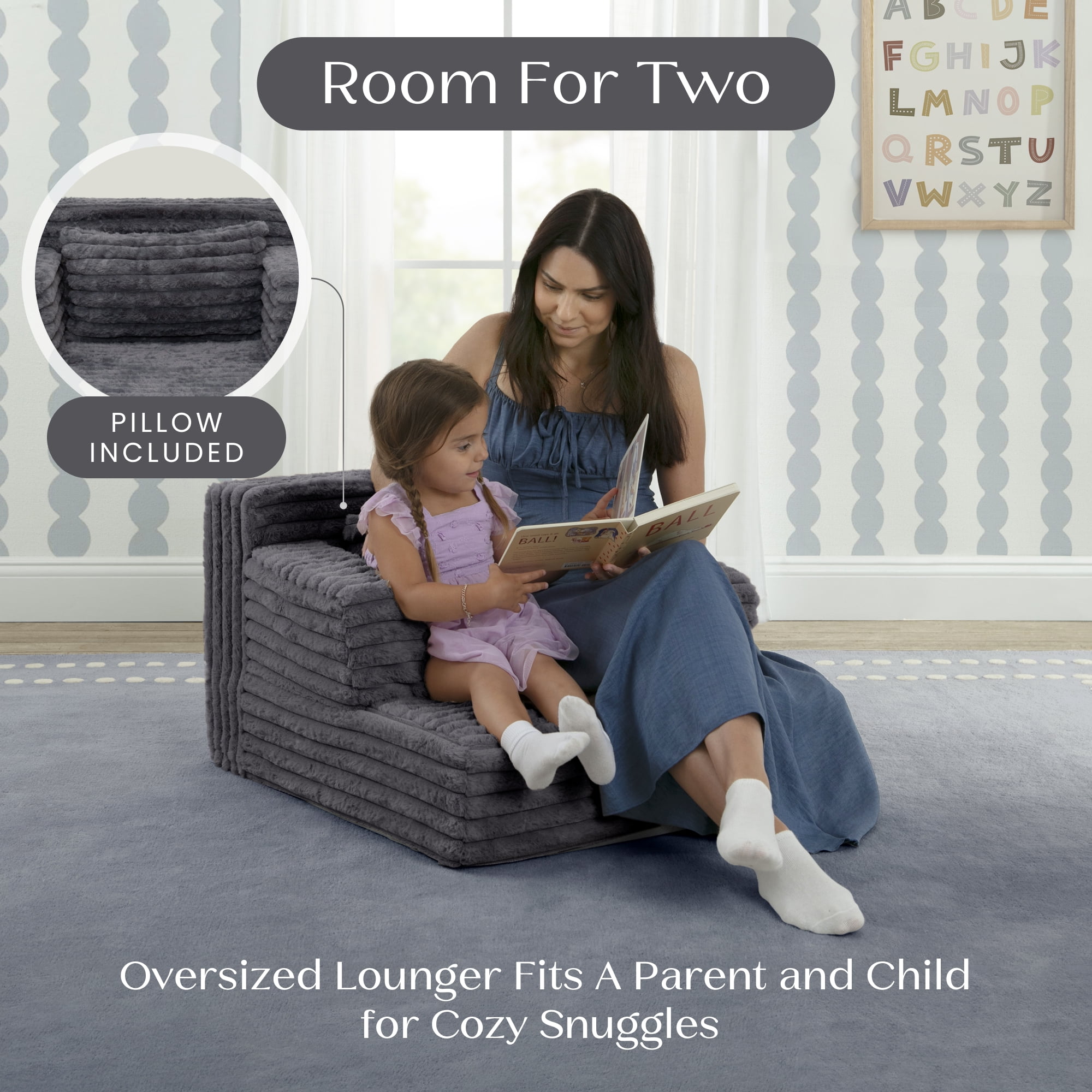 Delta Children Cozee Chaise Bedtime Lounger Chair, Midnight