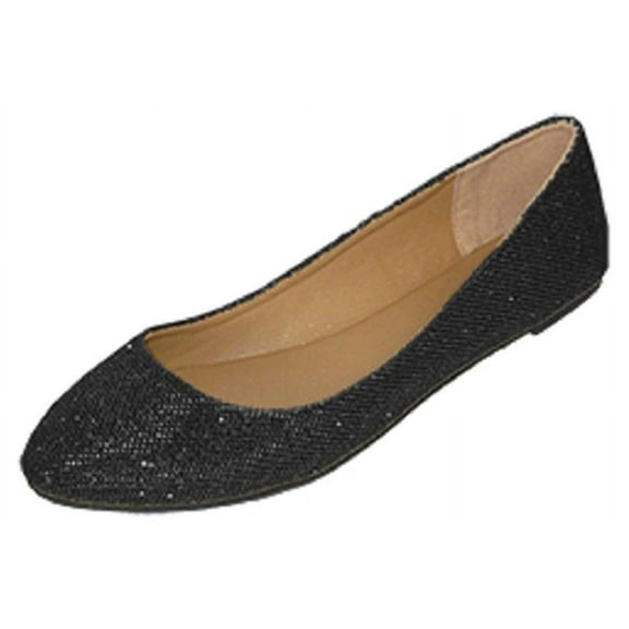 Shoes8teen Womens Sequins Ballerina Ballet Flats Shoes 5067 Black 11