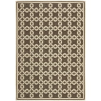 SAFAVIEH Martha Stewart Angelle Geometric Indoor/Outdoor Area Rug, Chocolate/Cream, 5'3" x 7'7"