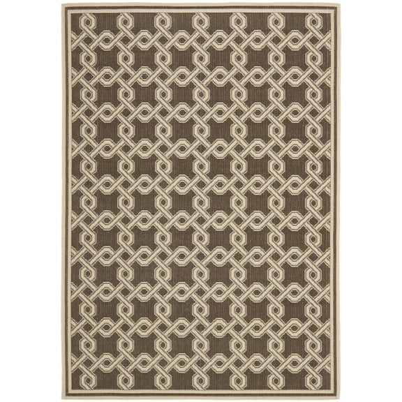 SAFAVIEH Martha Stewart Angelle Geometric Indoor/Outdoor Area Rug, Chocolate/Cream, 5'3" x 7'7"