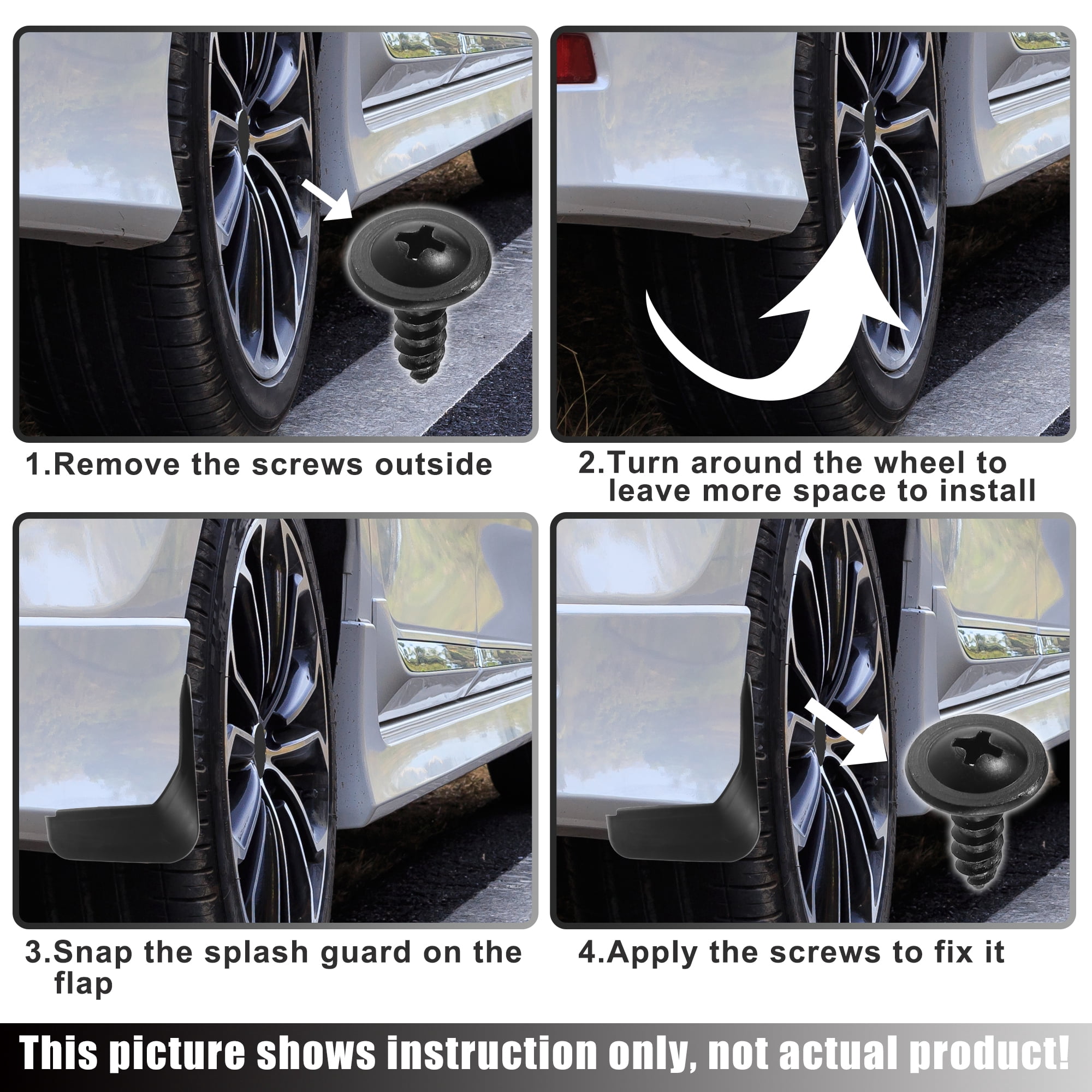 Unique Bargains Front and Rear Mud Flaps Splash Guards Fit for Honda Accord Black 1 Set