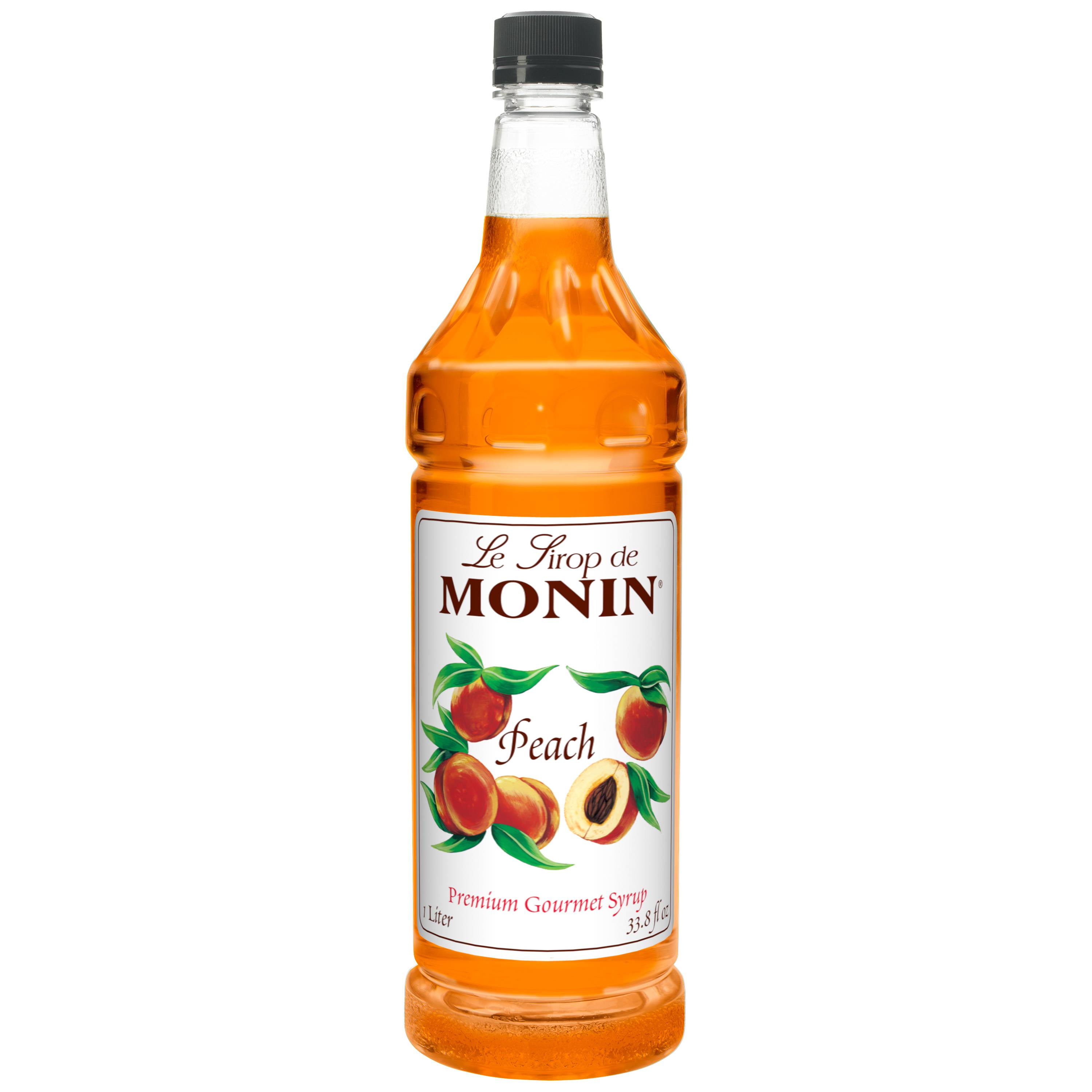 Monin Flavored Syrup, Peach, 33.8Ounce Plastic Bottles (Pack of 4)