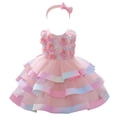 thumbnail image 1 of HAWEE Bébé Girls Fleur Dress Bambin Enfants Volants Fête Mariage Princesse Robes Tutu Pageant Robe avec Bandeau, 1 of 7