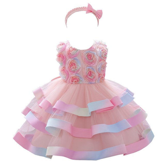 HAWEE Bébé Girls Fleur Dress Bambin Enfants Volants Fête Mariage Princesse Robes Tutu Pageant Robe avec Bandeau