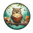 thumbnail image 2 of 36.2 Inch Round Floor Mat Owl Wearing Glasses Carpet Decor Rug for Living Room Bedroom, 2 of 6