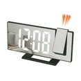 thumbnail image 2 of SuoKom Bedroom Projection Alarm Clock, Led Digital Clock Projected on The Ceiling Wall, 180掳 Projector and Dimmer, Mirror Design, Snooze, 3-Speed Luminance Bedside Clo, 2 of 8