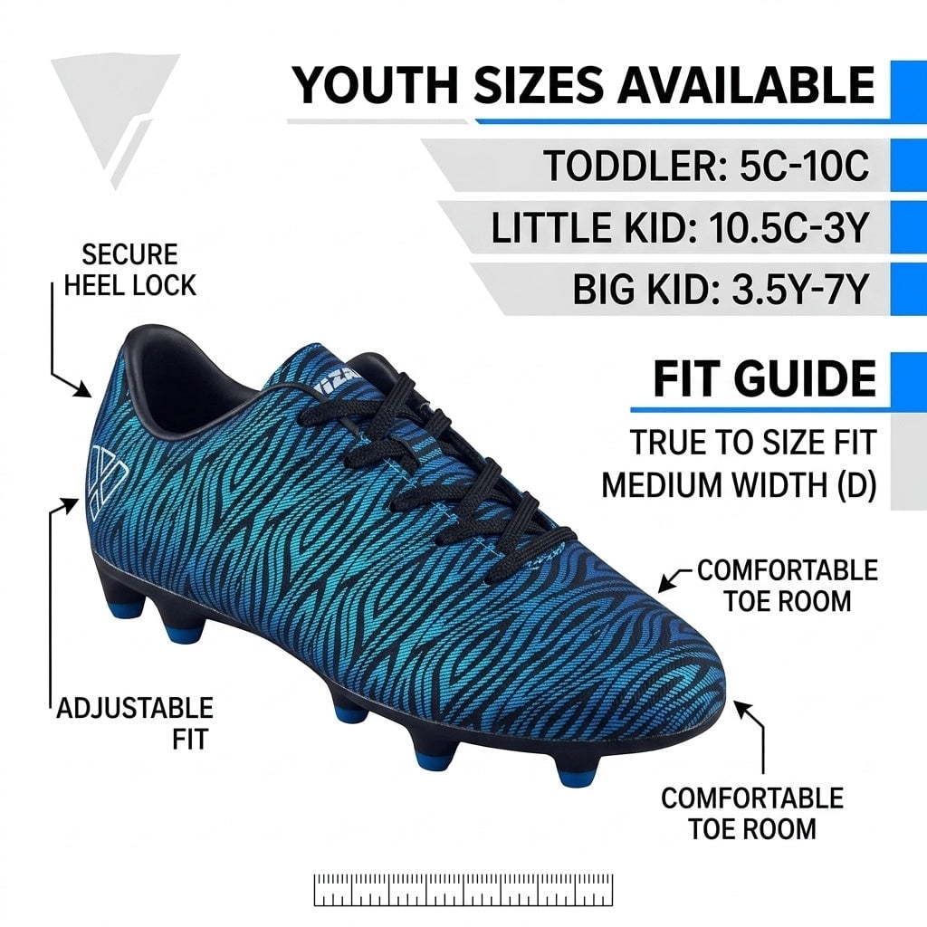 Vizari Kids Soccer Cleats for Boys Girls | Youth Firm Ground FG Athletic Outdoor Football Shoes for Toddlers, Little/Big Kid Blue/Black