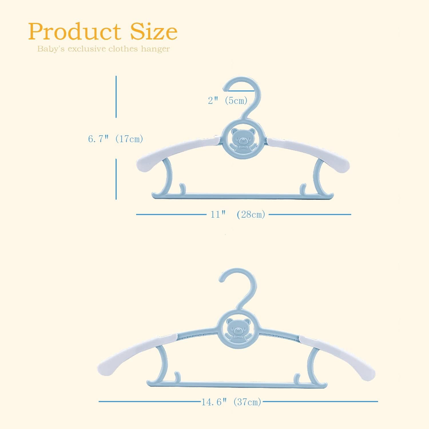 SHAANXIXIAN Adjustable Baby Hangers, 20pcs Toddler Kids Child Nursery Closet Hangers - Non-Slip, Extendable, Ideal for Newborn Clothes (Colourful Bear Design)