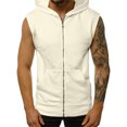 thumbnail image 1 of Innerwin Débardeurs à Capuche Sans Manches pour Hommes T-Shirt d'Été à Fermeture Éclair Coupe Régulière Blanc P, 1 of 2