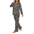 thumbnail image 3 of Garronmavis Black Leopard Womens Button Down Pajama Sets Loungewear Soft 2 Piece Pjs Sets Sleepwear Comfortable Nightwear for Women,Long Sleeve Top and Pants, 3 of 7