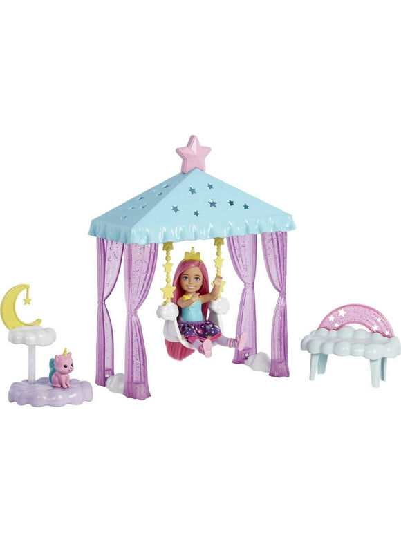 Barbie Dreamtopia Chelsea Doll and Playset with Gazebo Swing, Kitten and Accessories