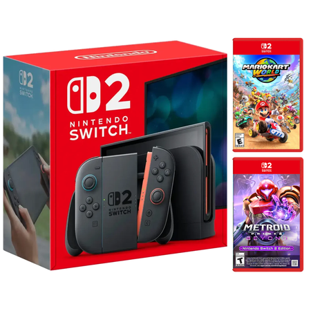 Nintendo Switch 2 Console with Mario Kart World and Metroid Prime 4 Game Bundle
