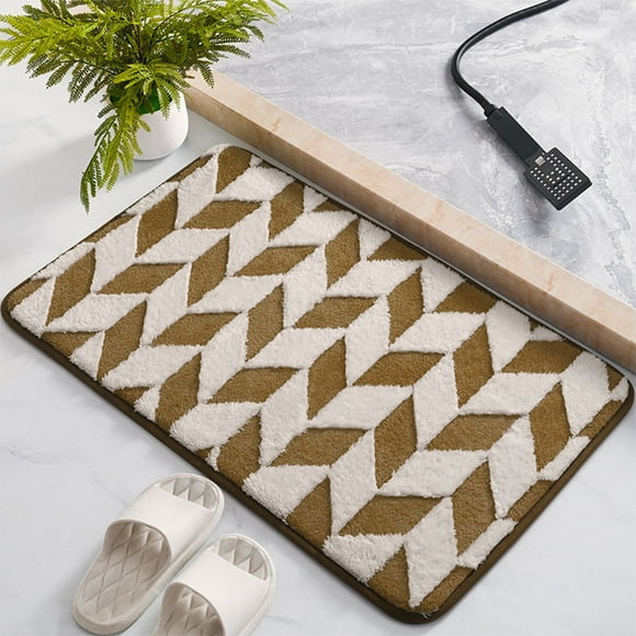 Tapis de Porte Absorbant pour Salle de Bain, Tapis d'Entrée Sec, pour Douche, Couleur Unie, Tapis Antidérapant, Entrée de Toilette, Matériau Polyester, Style Moderne, Mousse Épaisse, Doux