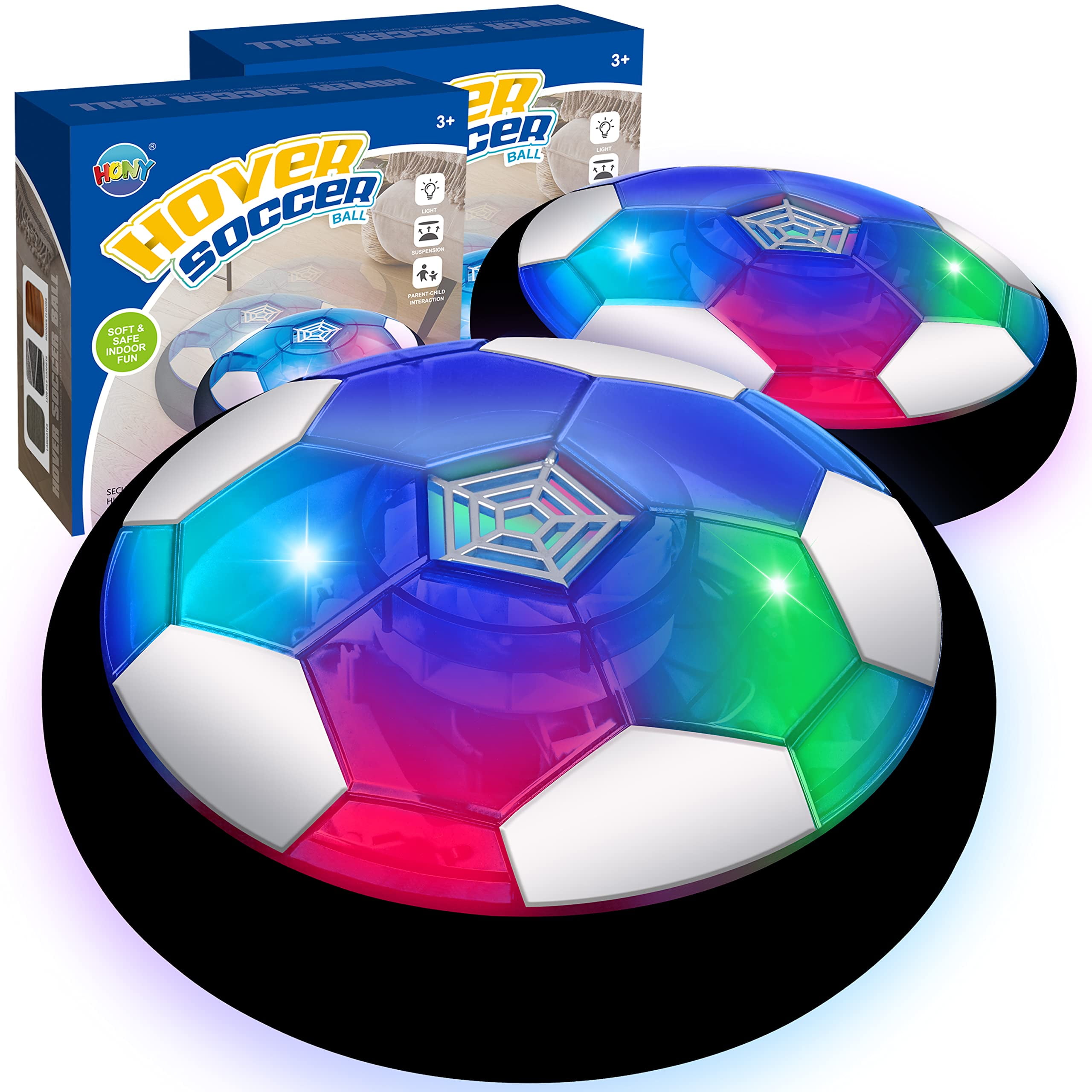 Hover Soccer Ball Toys for Boys, 2 LED Light Soccer Balls with Soft