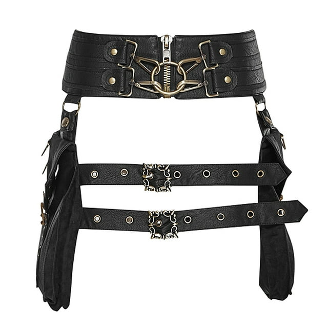 Riñonera de cuero Sunnimix Steampunk para mujer Bolso de muslo gótico