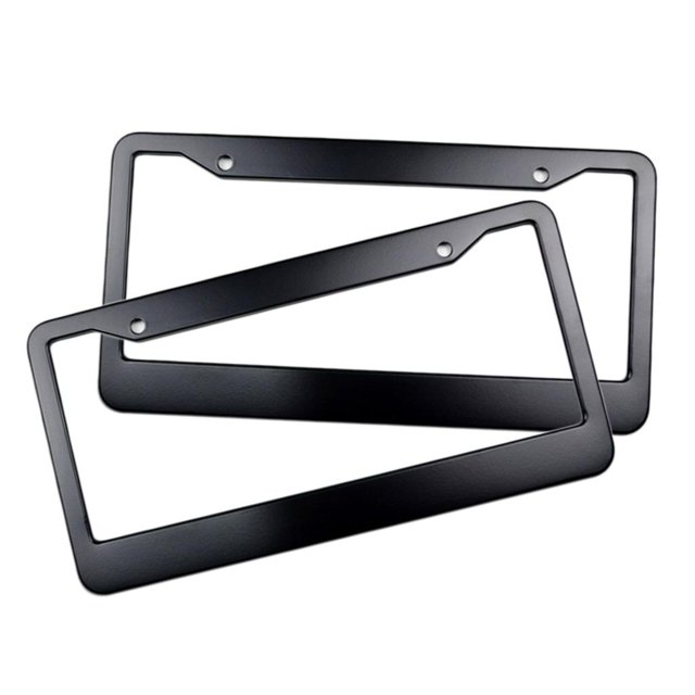 2x Soporte universal para marco de placa de matrícula de 12 "x 6", soporte de cubierta de matrícula de coche de metal de aluminio con tapa de rosca pa Macarena Marco de la placa de la matrícula del coche