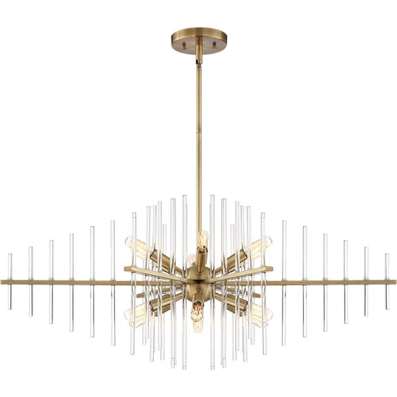 Reeve 60-Watt 12-Light Brushed Antique Bronze Pendant with Clear Glass Rods