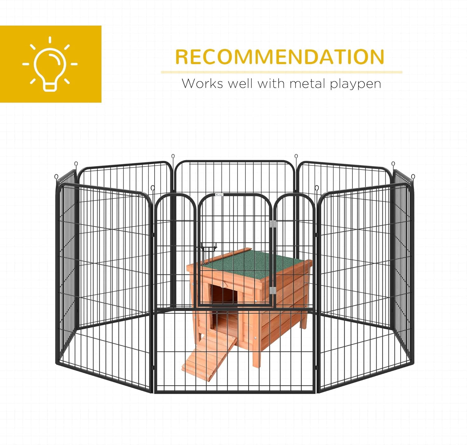 WSWJY Small Wooden Rabbit Hutch Bunny Cage Guinea Pig Cage Duck House Dog House with Openable & Waterproof Roof, Natural