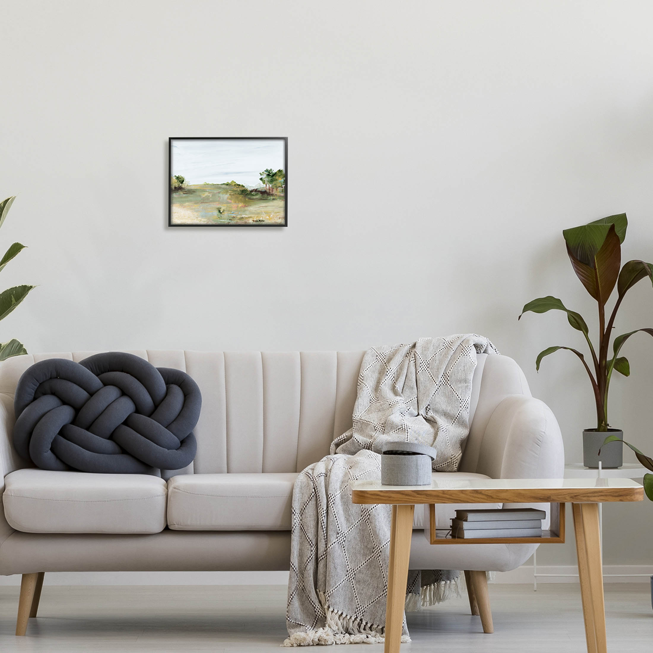 Stupell Industries Grassland Nature Horizon Scene Painting Black Framed Art Print Wall Art, Design by Robin Maria
