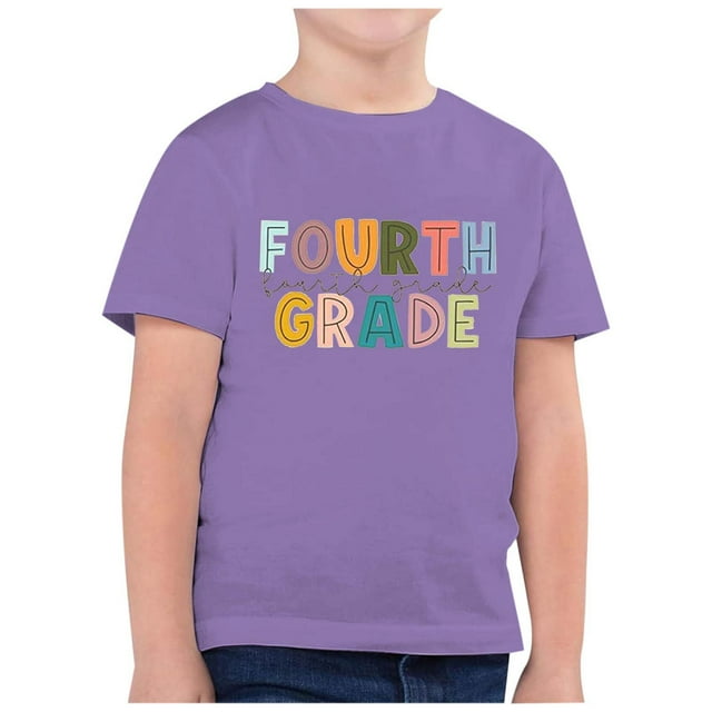 AJIWYH T-Shirts à Manches Courtes pour Filles, Mode de Rentrée Scolaire Imprimé Col Rond Manches Courtes T-Shirt Décontracté Haut (11), Chemise Verte pour Filles de 12-13 Ans, Violet