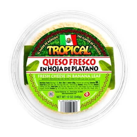 Tropical Queso Fresco Mexicano W/ Banana Leaf 12oz, Plastic Resealable Tray