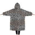 thumbnail image 2 of Oversized Wearable Blanket Hoodie,Black and Tan Leopard Print Sherpa Blanket Hoodie with Super Pockets,Super Warm Fuzzy Pullover for Women & Men, 2 of 6