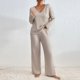 thumbnail image 5 of Puntoco Conjunto de pantalones casuales de manga larga con cuello redondo y punto sólido a la moda para mujer Puntoco Puntoco-5457, 5 of 8