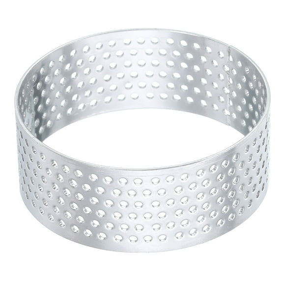 Unique Bargains Stainless Steel Cake Rings 2" Round Perforated Metal Circle Baking Dessert Mousse Cake Ring Non Stick