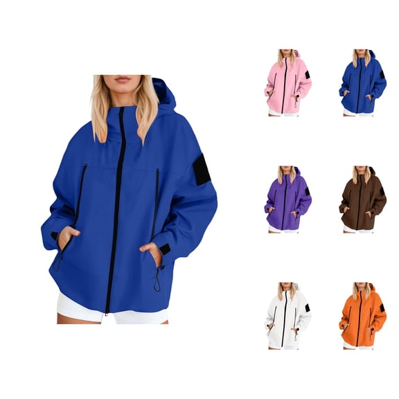 Windbreaker Jacket Women 2025 Fall Outdoor Hiking Travel Windproof Zip Up Hooded Windbreaker with Pockets Outerwear