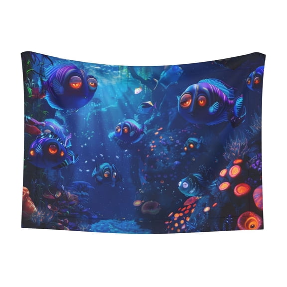 Naloa Deep Sea Glowing Fishes Dog Blanket, 3 Sizes Cat Blanket for Indoor Cats Large Medium Small Dog Gifts-Small