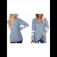 thumbnail image 2 of Tops para Mujer, Camiseta con Cuello en V, Bloque de Color, Larga, Túnica Informal Azul M, 2 of 7