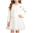 thumbnail image 2 of Bolero Shrug Cardigan For Girls Long Sleeve Button Down Cropped Sweater Cute Casual Fashion Knitted Jackets (2-3 Years, White), 2 of 8