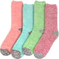 thumbnail image 2 of BambooMN Women's Extra Large Soft Fuzzy Warm Cozy Comfy Fuzzy Plush Cute Solid Slipper Socks - Assortment C - 4 Pairs, 2 of 5