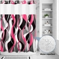 thumbnail image 4 of No Hook Shower Curtain with Built-in Rings - Pink Black Grey Lines Washable Waterproof Fabric Bathroom Curtains for Hotel,Rentals, 60 X 72 Inch Long , Modern Abstract Stripes, 4 of 9