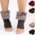 thumbnail image 6 of Monebena 1 Pairs Women Winter Faux Fur Boot Cuff Crochet Knit Boots Socks Short Leg Warmers Short Boot Socks Cuffs for Boots M01, 6 of 7