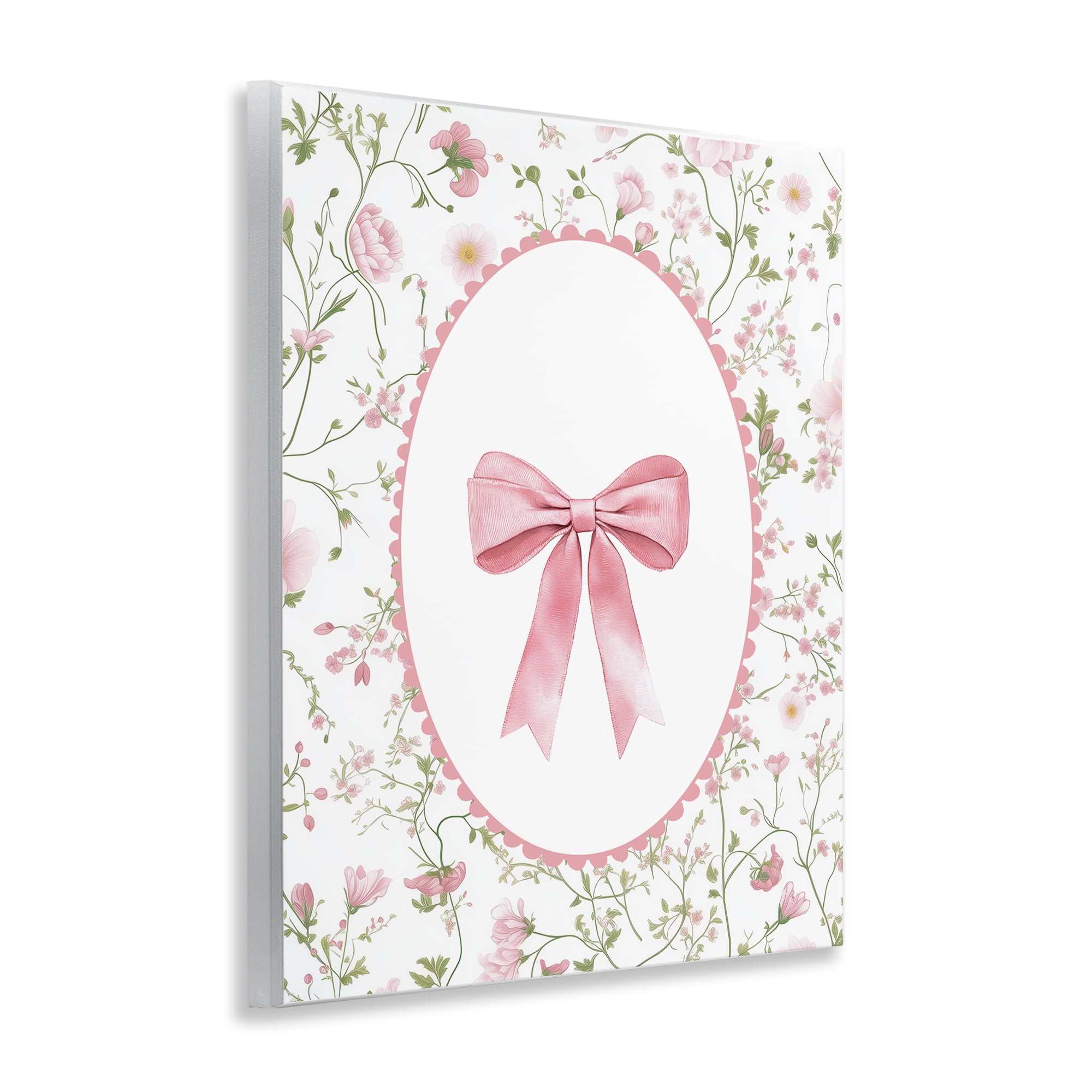 Delicate Florals & Bow Wall Plaque Art, design by Christine Simpson Art