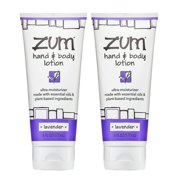 Zum by Indigo Wild Hand & Body Lotion - Natural Hand Lotion for Dry Hands - Body Lotion for Women & Men - Body Moisturizers Include Shea Butter, Jojoba Oil & More - Lavender Scent - 6 fl oz (2 Pack)