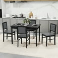 thumbnail image 4 of Gymax 5 PCS Dining Table Set for 4 w/Rubber Wood Legs Upholstered Seat Padded Backrest Gray, 4 of 10
