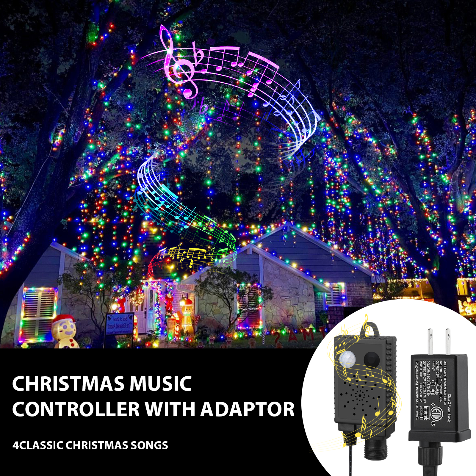 LAMPHOME 33ft Music Christmas Mini Lights,100 LED Fairy Starry String Light Plug in for Indoor Outdoor Xmas Tree Wedding Party Decoration (Four Colors)