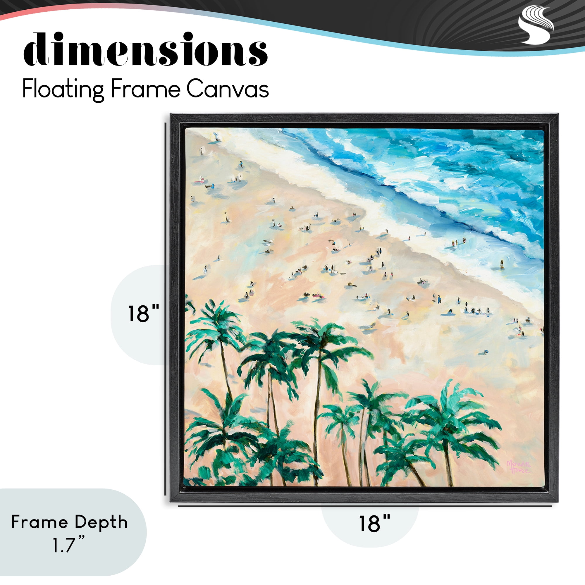 Stupell Industries Waikiki Beach Overview Black Framed Floater Canvas Wall Art, design by Meredith Howse