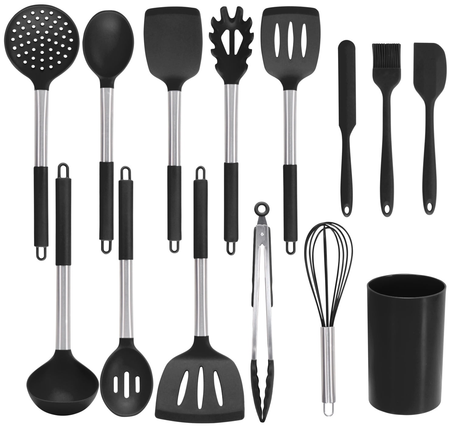 DYD Kitchen Utensils Set Silicone,15 Pcs Kitchen Utensil Premium Quality Cooking Utensil Set,Non-stick Heat Resistant Silicone,Cookware with Stainless Steel Handle,Blue …
