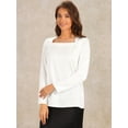 thumbnail image 2 of DARING DIVA Women's Square Neck Loose Flowy Business Blouses L White, 2 of 6